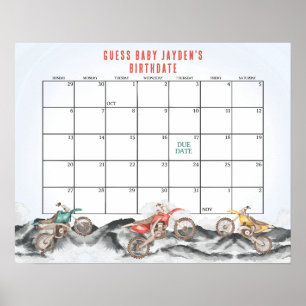 Dirt Bike Baby Shower schätzt den Fälligkeitsdatum Poster