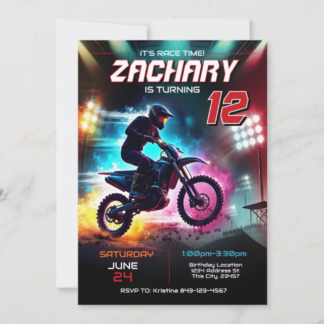 Dirt Bike Birthday Einladung | Einladung (Vorderseite)