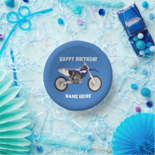 Dirt Bike Blue Birthday Sport Motorrad Party Kinde Pappteller