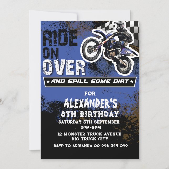 Dirt Bike Boy Blue 2. 3. Einladung (Vorderseite)