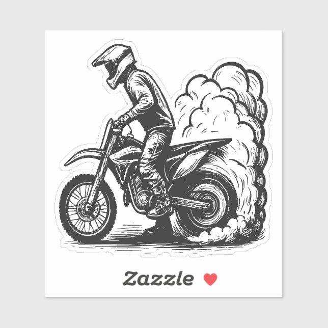 Dirt Bike Burnout Aufkleber (Blatt)