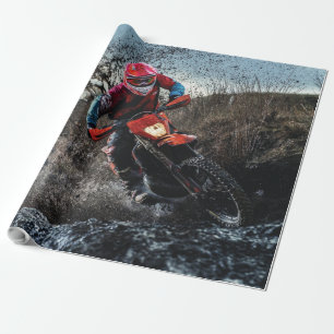 Dirt-Bike-Fahrer-Kissen Geschenkpapier