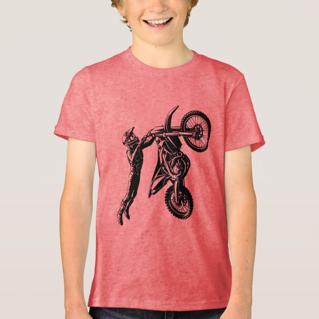Dirt Bike Fahrer  Tri-Blend Shirt (Vorderseite)
