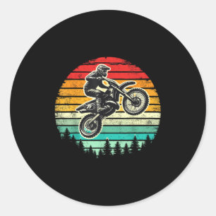 Dirt Bike Fahrer Vintage Motorrad Motocross Runder Aufkleber