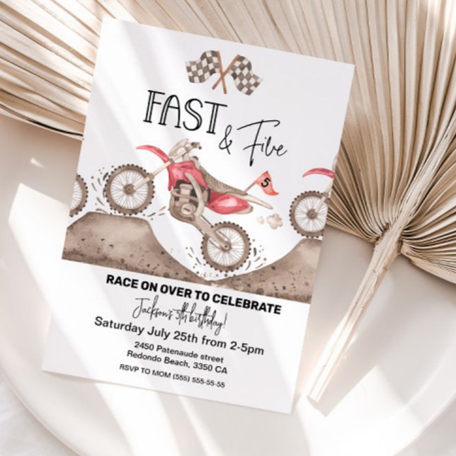 Dirt Bike Fast und fünf Einladung (Dirt Bike Birthday Inviation Fast and Five)