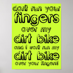 Dirt Bike Fingers Funny Motocross Plakatzeichen Poster