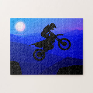 Dirt Bike Full Moon Night Rive Motocross Puzzle