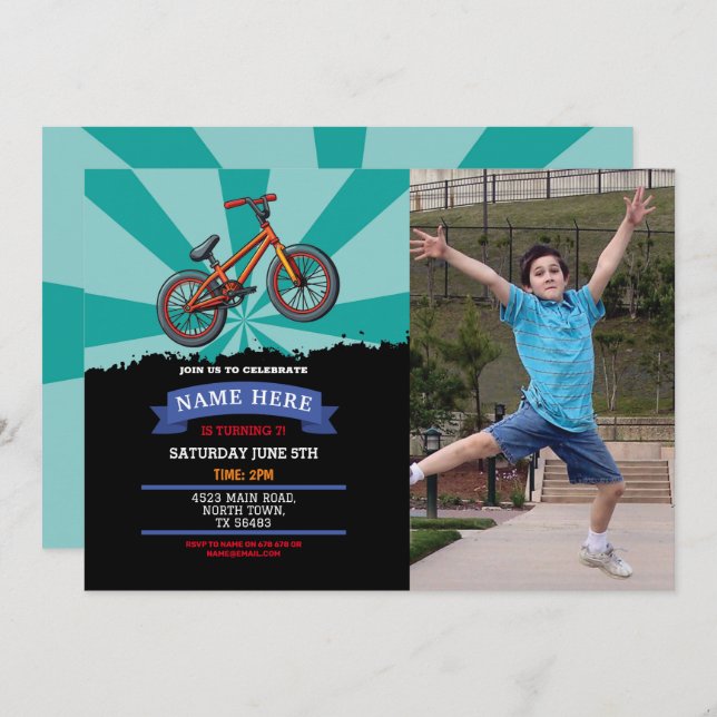 Dirt Bike Geburtstag Einladung Reiten Schlamm Fun  (Vorne/Hinten)