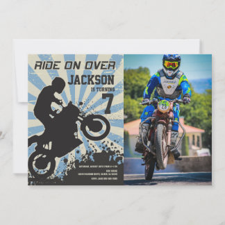 Dirt Bike Geburtstagsfoto-Einladung / Motocross Einladung