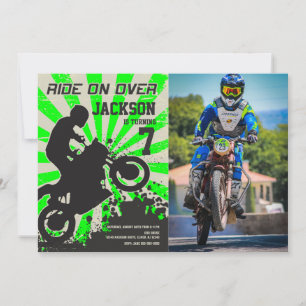 Dirt Bike Geburtstagsfoto-Einladung / Motocross Einladung
