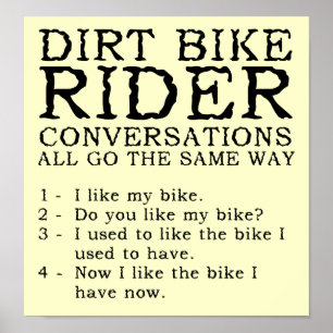 Dirt Bike Gespräche Lustiges Poster Schild