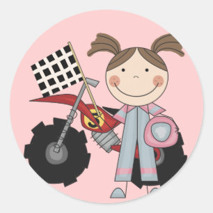 Dirt Bike - Girl-T - Shirt und Geschenke Runder Aufkleber