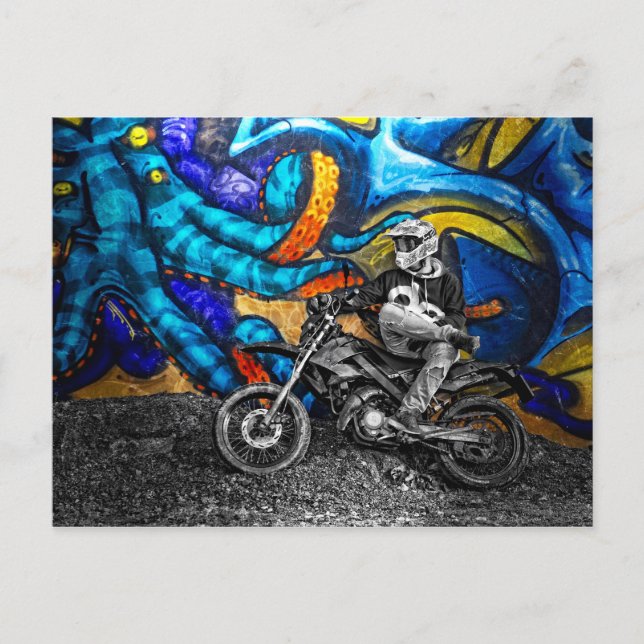 Dirt Bike Graffiti Urban Street Art Postkarte (Vorderseite)