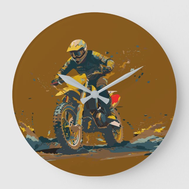 Dirt Bike Graphic Large Clock Große Wanduhr (Vorderseite)