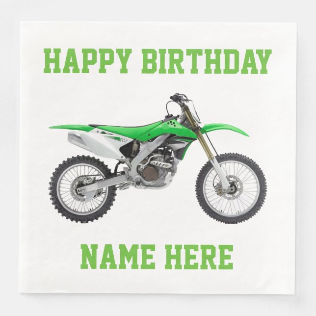 Dirt Bike Green Geburtstag Sport Napkins Serviette (Vorderseite)