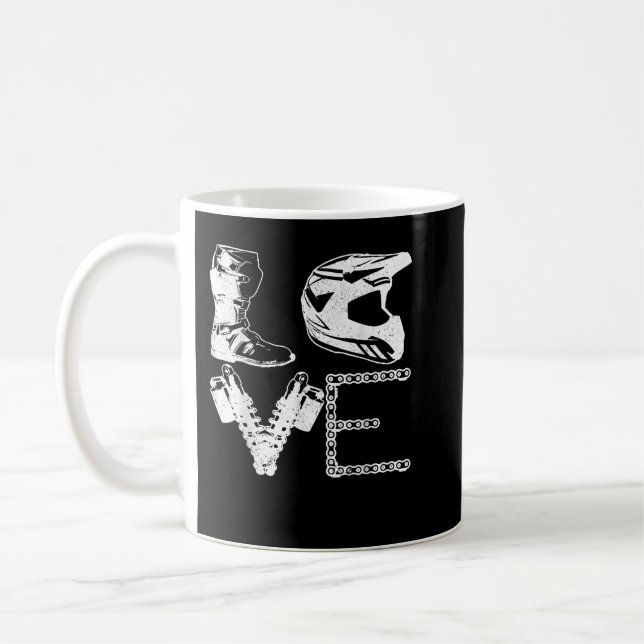 Dirt Bike LIEBE Motocross MX Enduro Biker Geschenk Kaffeetasse (Links)