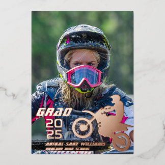 Dirt Bike Motocross 2 Foto Abschluss Rose Gold Folieneinladung