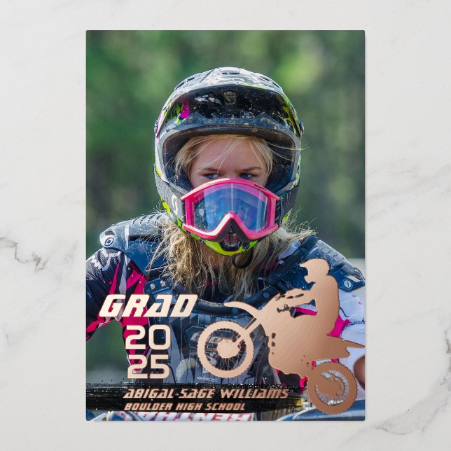 Dirt Bike Motocross 2 Foto Moderner Abschluss Folieneinladung (Vorderseite)