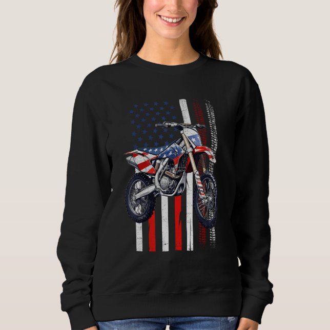 Dirt Bike Motocross 4th Of July American Flag Men  Sweatshirt (Vorderseite)