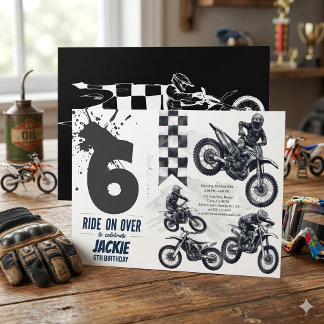 Dirt Bike Motocross 6. Geburtstags Ride On Over Einladung