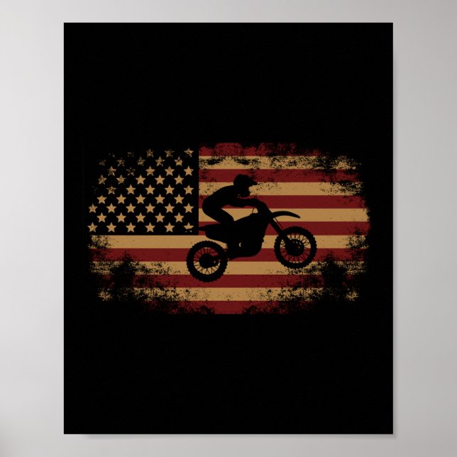 Dirt Bike Motocross American Flag Dirt Bike Poster (Vorne)
