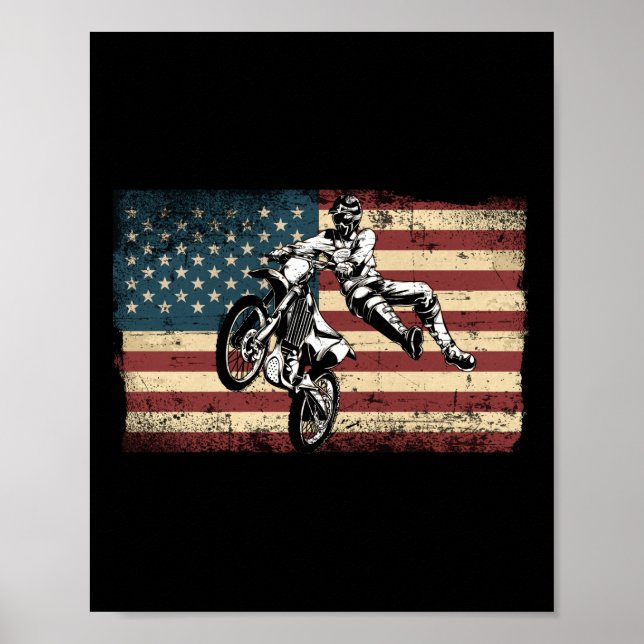 Dirt Bike Motocross American Flag Dirt Bike Poster (Vorne)