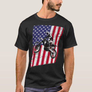 Dirt Bike Motocross American Flag T-Shirt Graphic
