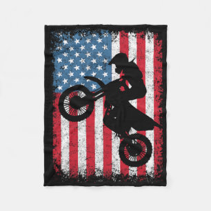 Dirt Bike Motocross Biker American Flag 4. Jul Fleecedecke