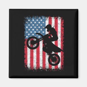 Dirt Bike Motocross Biker Amerikanische Flagge 4. Magnet