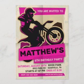 Dirt Bike Motocross Geburtstagsparty Einladung