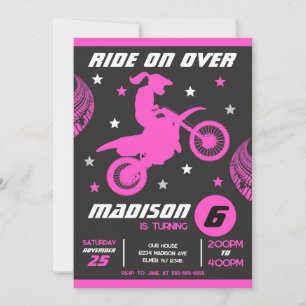 Dirt Bike Motocross Motorbike Mädchen Geburtstag Einladung