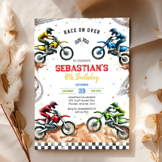 Dirt Bike Motocross Motorrad Rennsport Junge Gebur Einladung