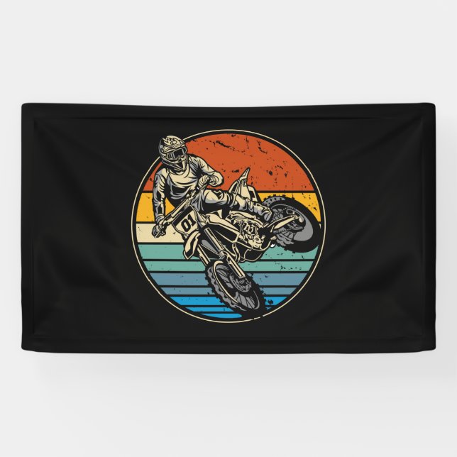 Dirt Bike Motocross Motorrad Vintag Retro Banner (Horizontal)