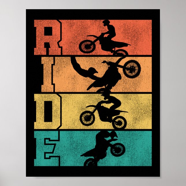 Dirt Bike Motocross Vintage Rückfahrt Poster (Vorne)