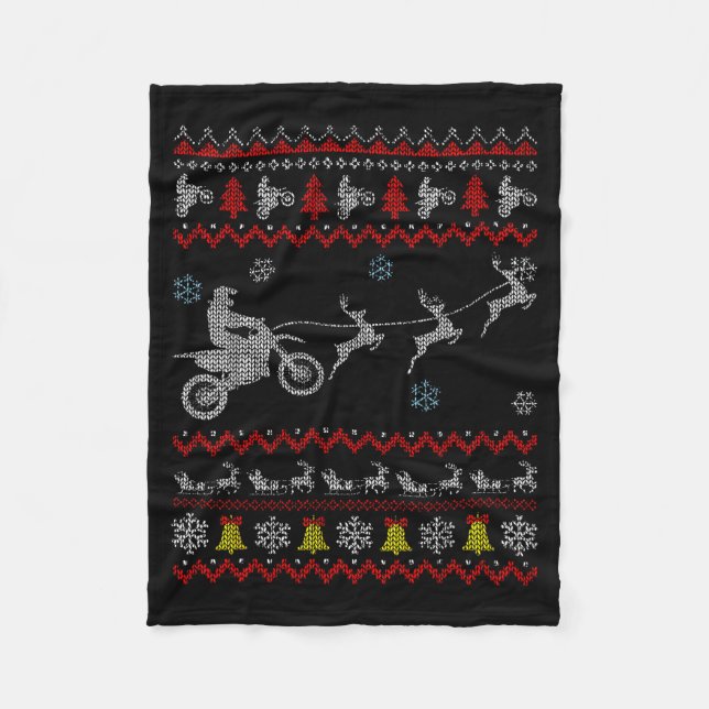 Dirt Bike Motorcycle Pajama Ugly Christmas Biker  Fleecedecke (Vorderseite)