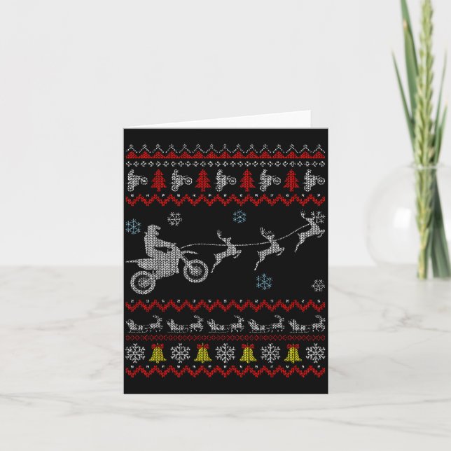 Dirt Bike Motorcycle Pajama Ugly Christmas Biker  Karte (Vorderseite)