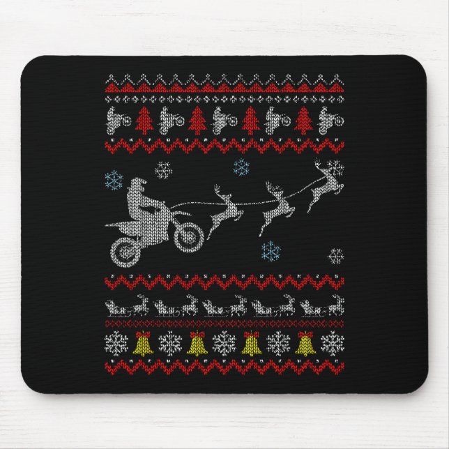 Dirt Bike Motorcycle Pajama Ugly Christmas Biker  Mousepad (Vorne)