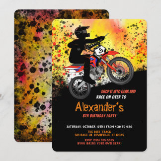 Dirt Bike/Motorrad Geburtstagsparty Einladung