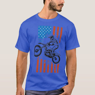 Dirt Bike Motorrad Motocross Amerikanische Flagge T-Shirt