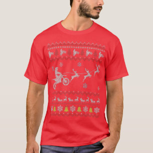 Dirt Bike Motorrad Pajama Ugly Christmas Biker T-Shirt