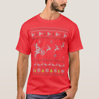 Dirt Bike Motorrad Pajama Ugly Christmas Biker T-Shirt