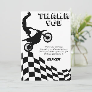 Dirt-Bike-Motorrad-Rennfahrer-Junge-Geburtstag  Dankeskarte