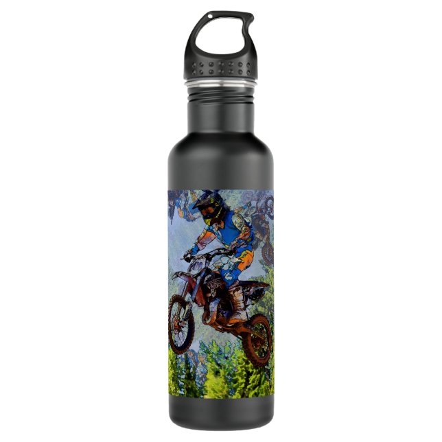 Dirt-Bike-Narren - Motocross-Racer Edelstahlflasche (Vorderseite)