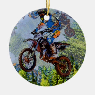 Dirt-Bike-Narren - Motocross-Racers Keramik Ornament