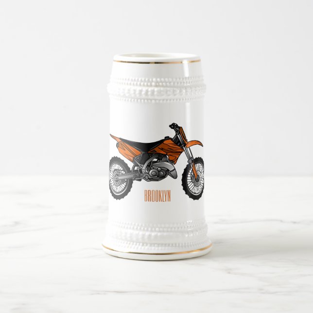 Dirt bike off-road motorrad / motocross-Cartoon Bierglas (Mittel)