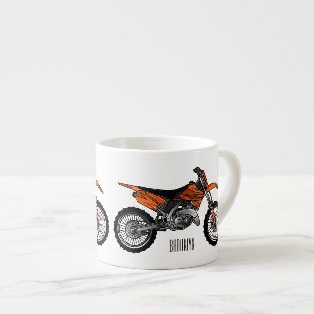 Dirt bike off-road motorrad / motocross-Cartoon Espressotasse (Vorderseite Rechts)