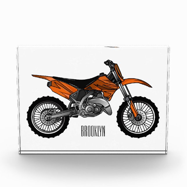 Dirt bike off-road motorrad / motocross-Cartoon Fotoblock (Vorderseite)