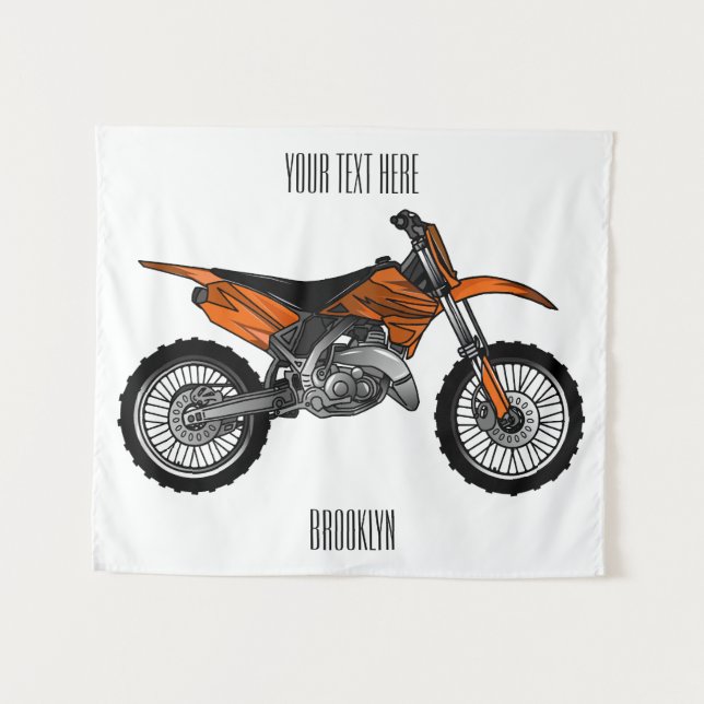 Dirt bike off-road motorrad / motocross-Cartoon Wandteppich (Vorderseite (Horizontal))