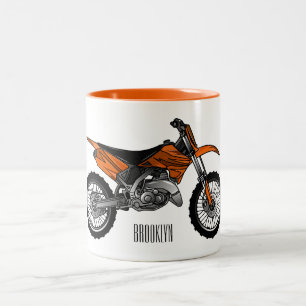 Dirt bike off-road motorrad / motocross-Cartoon Zweifarbige Tasse