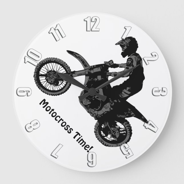 Dirt-bike Racer Große Wanduhr (Vorderseite)